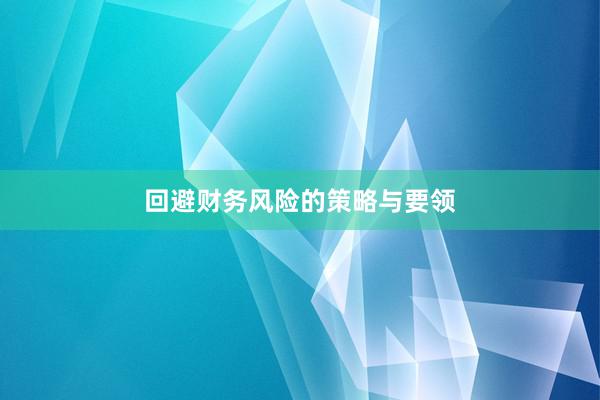 回避财务风险的策略与要领